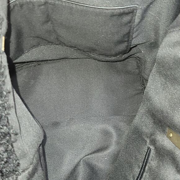 Anthropologie Tote Purse Sherpa Bag Black Leather Straps w/‎ Pouch Wallet - Picture 10 of 13